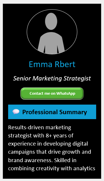 Blue Bottoms – Black Background CV Template (Mobile + Desktop Versions)